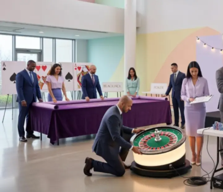 Professionelles Eventteam von Weitfeld bei der Organisation eines Casino-Firmenevents in Österreich