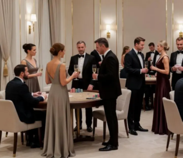 Stilvoll gestalteter Casinoabend bei einer Firmenveranstaltung mit Poker- und Roulettetischen in Österreich
